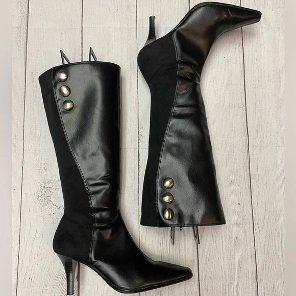 Tall Black Heel Boots - Picture 3 of 13